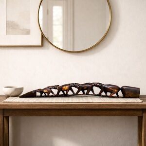 Hand Carved Elephant Wood Sculpture Uganda Safari Lodge Decor 20”